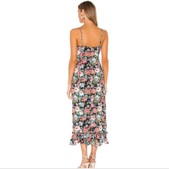Majorelle Quincy Midi Dress with Slit - Pink and Blue Florals - Picture 3 of 10